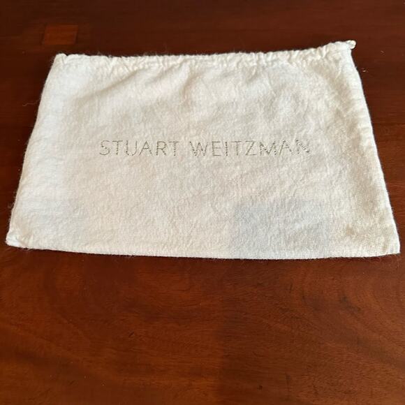 Stuart Weitzman Designer Shoe Purse White Silver Dust Bag Drawstring - Picture 1 of 4